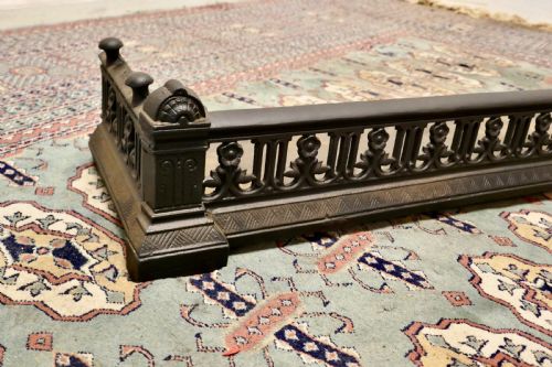 fig 1. Victorian Arts and Crafts Cast Iron Fender Decorated with Flowers