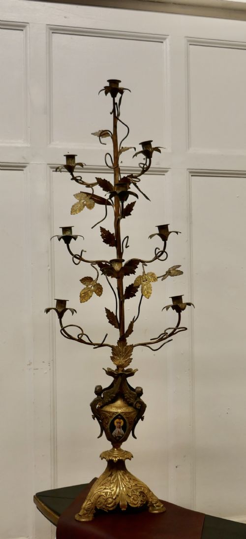 French Multi Sconce Toleware Gilded Lamp