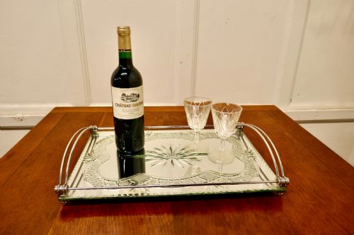 fig 3. Art Deco Silver Plated Cut Glass Mirror Tray