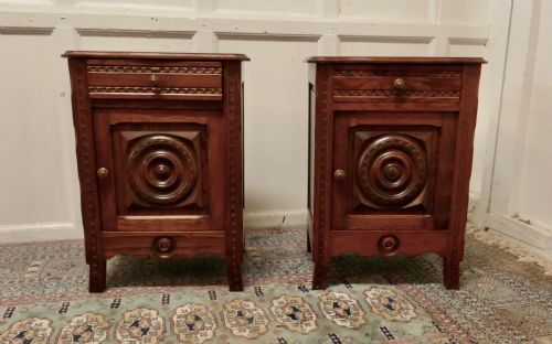 Pair of Breton Chestnut Bedside Cupboards