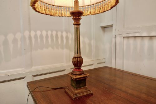 fig 1. 1920s Corinthian Column Painted Lamp, Vellum Shade