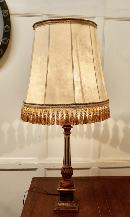 fig 2. 1920s Corinthian Column Painted Lamp, Vellum Shade