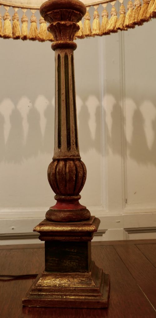 fig 3. 1920s Corinthian Column Painted Lamp, Vellum Shade