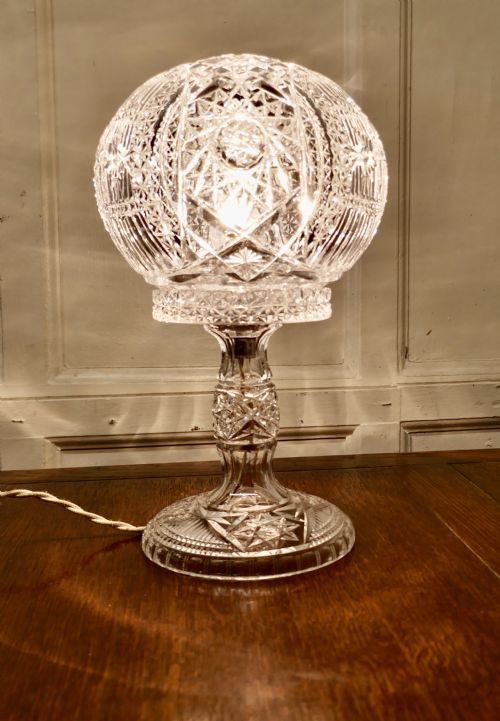 fig 2. Superb Art Deco Cut Crystal Mushroom Table Lamp