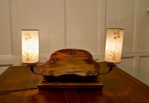 French Chestnut Book Rest Reading Stand Lamp
