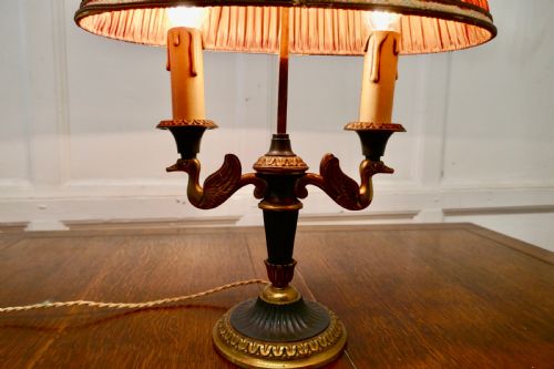 fig 2. French Empire Style Brass Desk Lamp with Rose Pink Shade