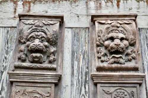 fig 2. Set of 4, 8ft Tall 18th Century Carved Oak Wall Panels
