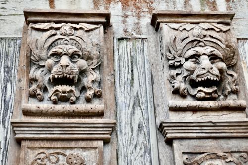 fig 3. Set of 4, 8ft Tall 18th Century Carved Oak Wall Panels