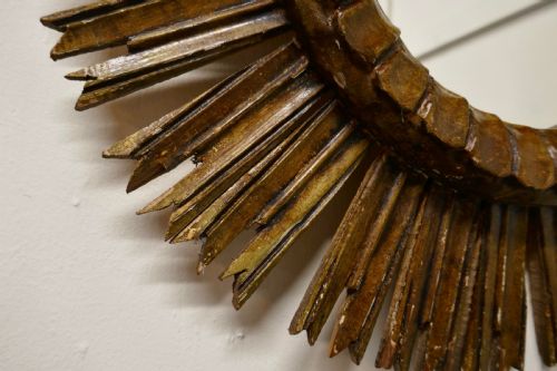 fig 3. French Carved Wood Art Deco Odeon Style Sunburst Mirror