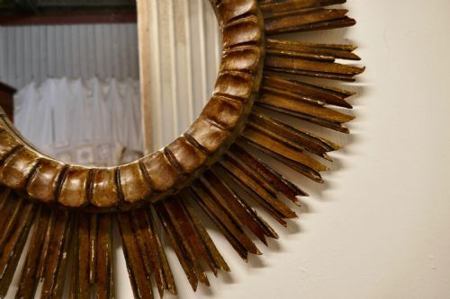fig 4. French Carved Wood Art Deco Odeon Style Sunburst Mirror