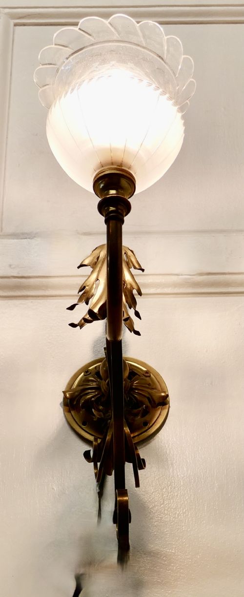 fig 1. Victorian Brass Wall Light with Flower Shade