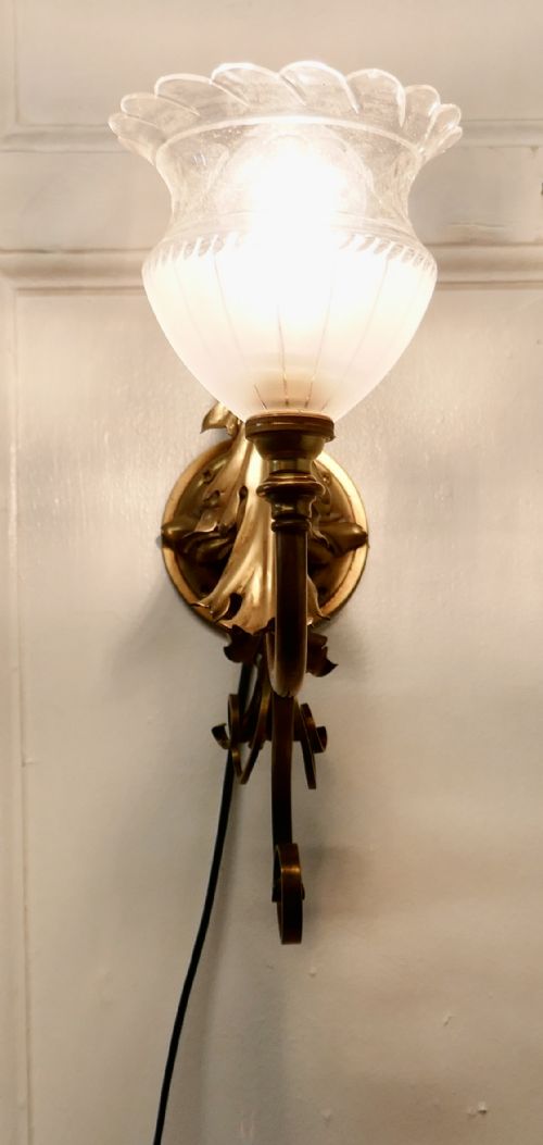fig 2. Victorian Brass Wall Light with Flower Shade