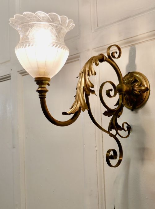 fig 3. Victorian Brass Wall Light with Flower Shade