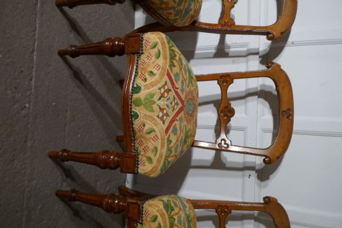 fig 2. Set of 6 Arts and Crafts Gothic Golden Oak Dining Chairs