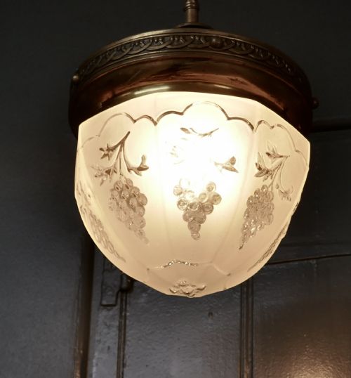 fig 2. French Opalescent Glass and Brass Hanging Pendant Light
