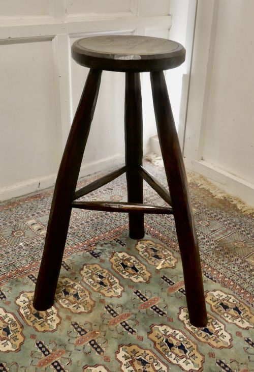 fig 2. Very Rustic 19th Century French High Stool
