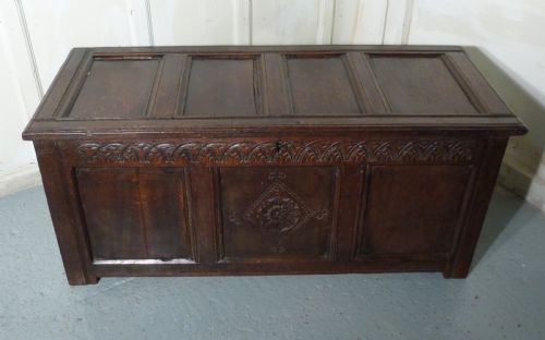 fig 1. 18th Century Carved Oak Coffer