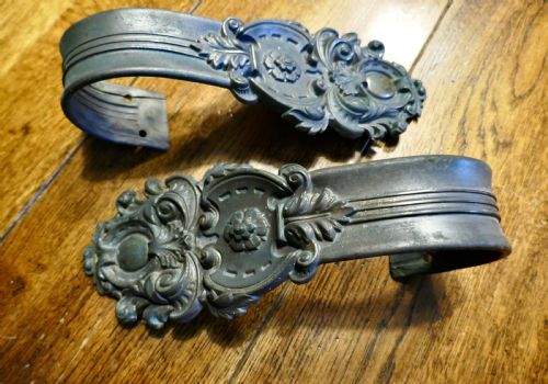 A Pair of Rare Early English 19th Century Patinated Brass Curtain Tie Backs