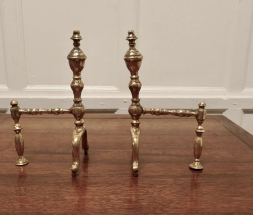 fig 3. An Elegant Pair of Victorian Brass Andirons or Fire Dogs