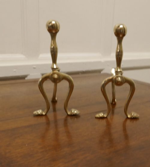 fig 2. A Sturdy Pair of Victorian Brass Andirons or Fire Dogs