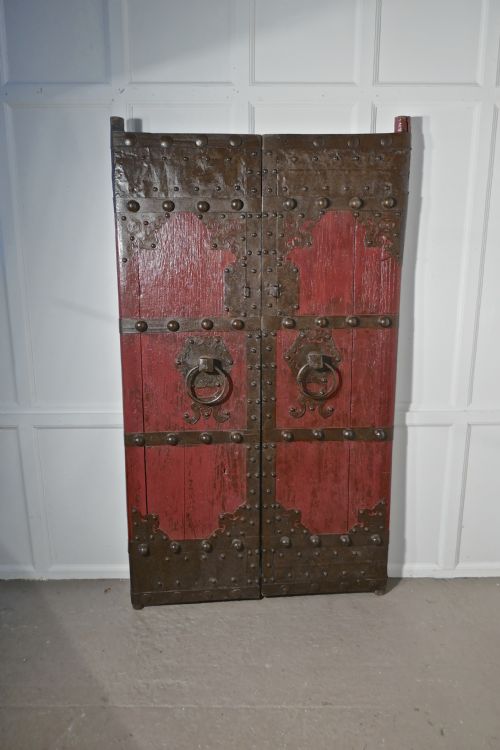 fig 2. 18th Century Heavy Painted Oak and Iron Oriental Doors