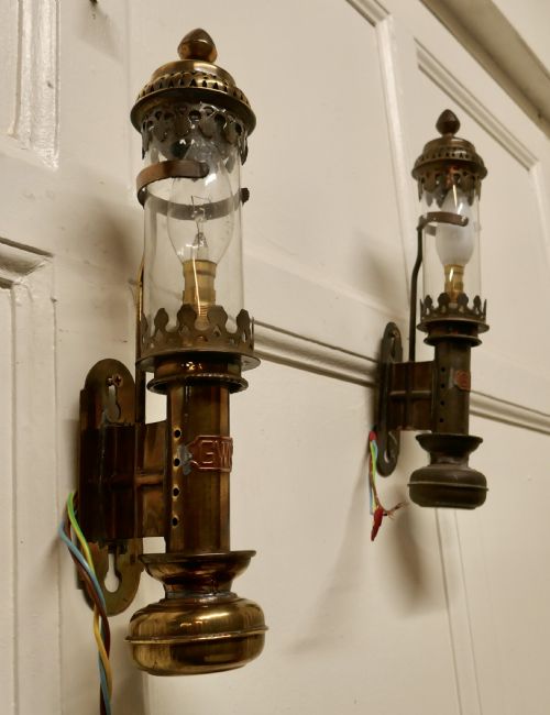 fig 2. 3 Pullman Style Brass Lamps, Railway Carriage Wall Lights