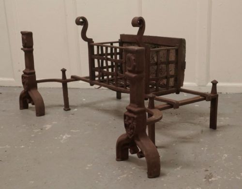 fig 3. A Large Inglenook Fire Grate set on Andirons