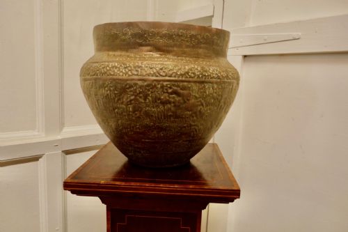 Large 19th Century North African Brass Jardiniere Pot