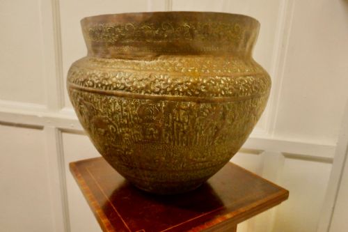 fig 1. Large 19th Century North African Brass Jardiniere Pot