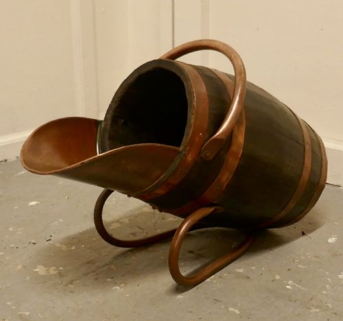 Copper and Oak Bucket/hod for Coal
