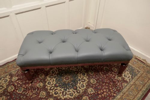fig 1. Large Deeply Buttoned Chesterfield Leather Library Stool