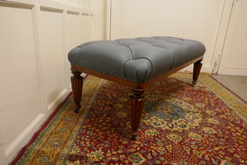 fig 2. Large Deeply Buttoned Chesterfield Leather Library Stool