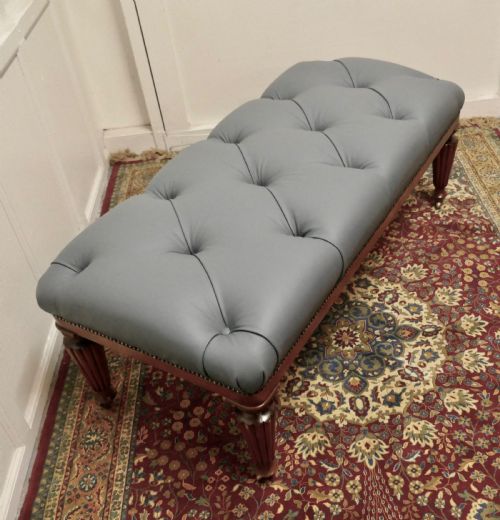 fig 3. Large Deeply Buttoned Chesterfield Leather Library Stool