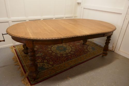 fig 2. A Large Victorian Golden Oak Oval Extending Dining Table