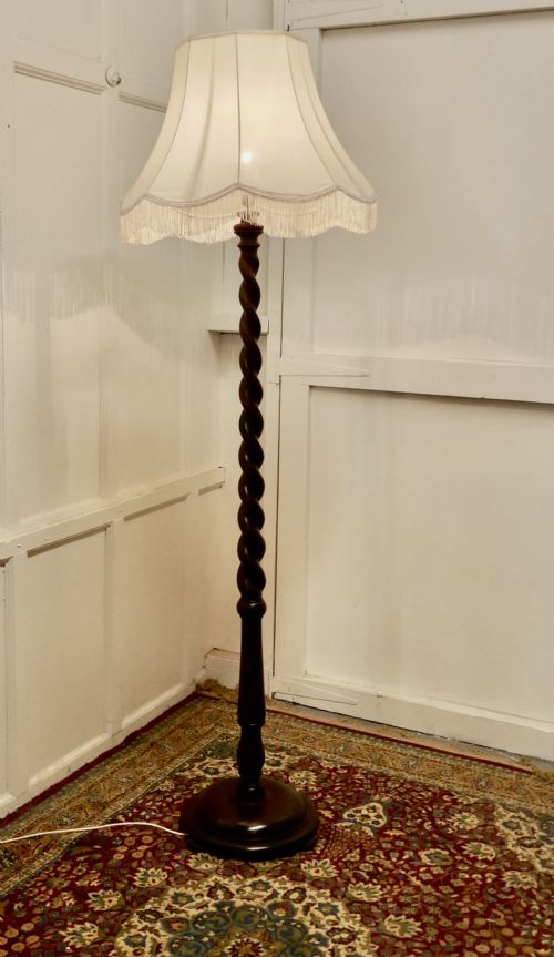 Oak Barley Twist Floor Standing Lamp