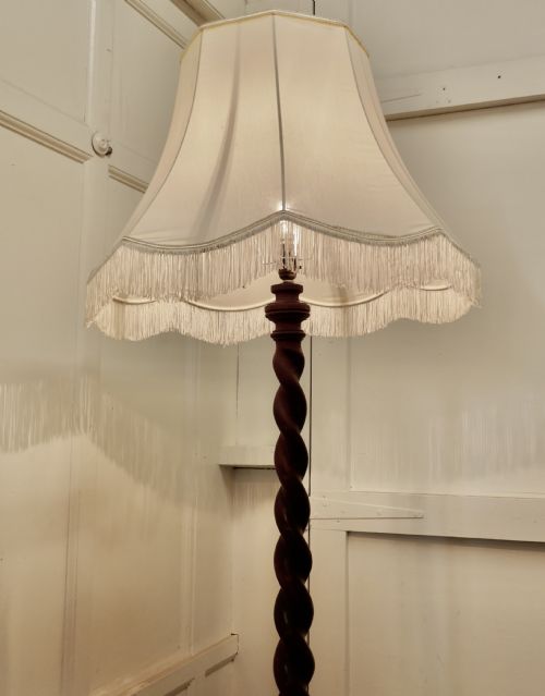 fig 1. Oak Barley Twist Floor Standing Lamp