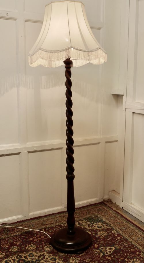 fig 2. Oak Barley Twist Floor Standing Lamp