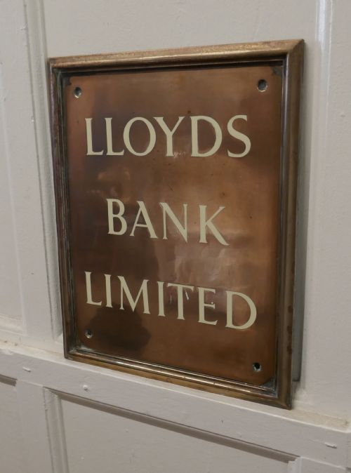 An Etched Copper Enamel Lloyds Bank Ltd Sign