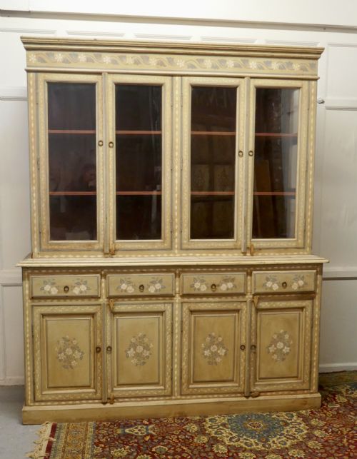 Large Regency Style Hand Painted Glazed Dresser Cupboard