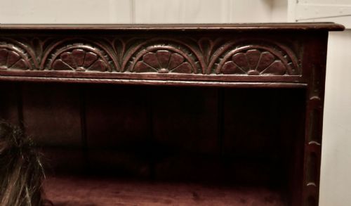fig 1. Gothic Carved Country Oak Book Case with Cupboard