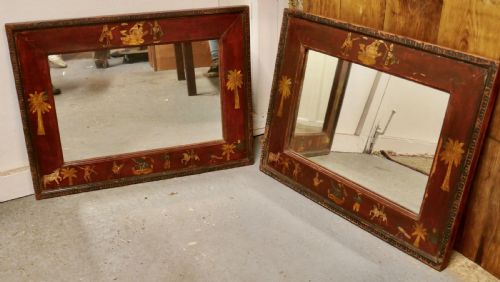 A Pair of Anglo-indian Folk Art Painted Wall Mirrors