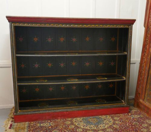 Large Folk Art  Painted Open Bookcase.