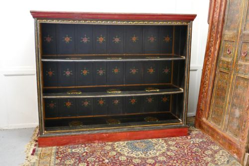 fig 1. Large Folk Art Painted Open Bookcase.