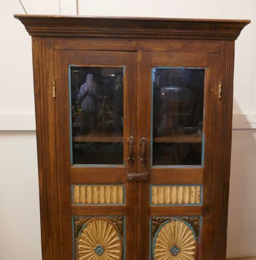fig 3. Glazed Folk Art Carved 2 Door Cupboard