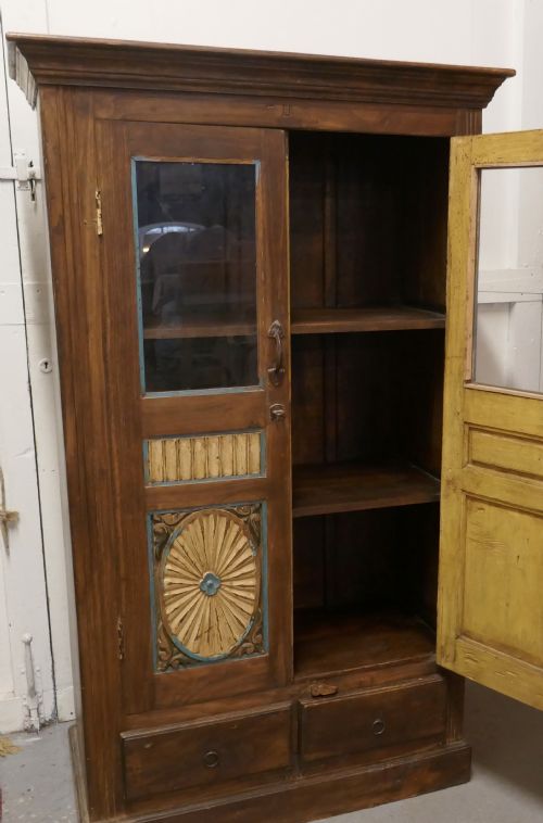 fig 4. Glazed Folk Art Carved 2 Door Cupboard