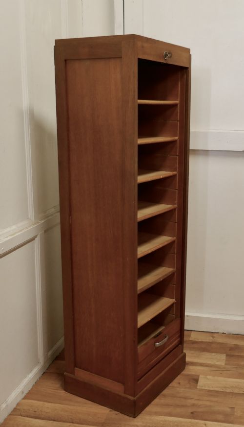fig 2. A French Tambour Fronted Oak Art Deco Filing Cabinet