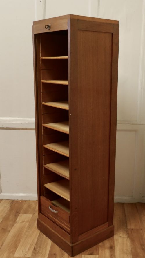 fig 3. A French Tambour Fronted Oak Art Deco Filing Cabinet