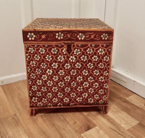 Decorative Folk Art Painted Storage Box,