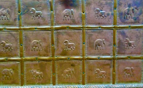 fig 1. Oriental Brass Treasure Chest or Jewellery Box Decorated with Lions and Elephants