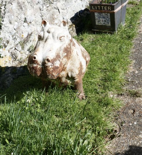 fig 1. Large Outdoor Weathered Cast Iron Hippopotamus